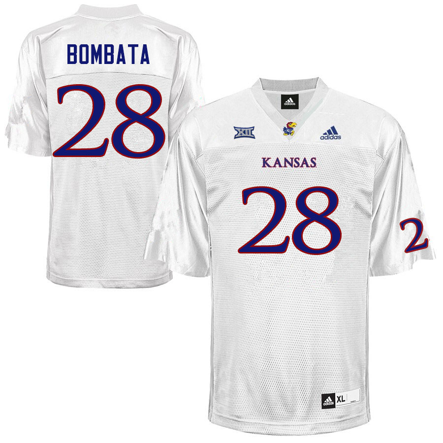 Men #28 Nazar Bombata Kansas Jayhawks College Football Jerseys Sale-White - Click Image to Close